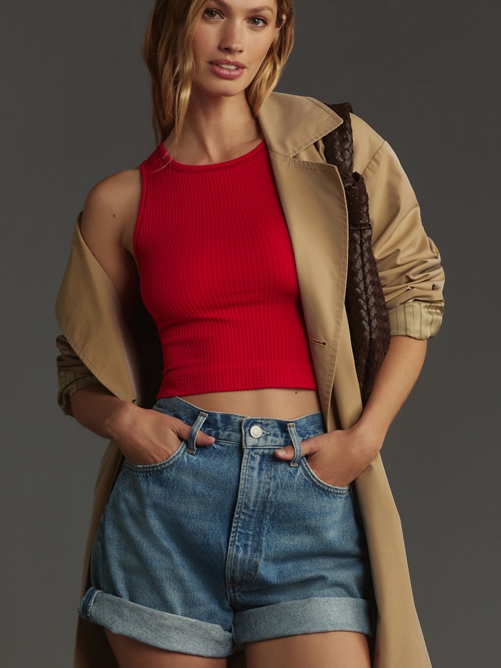 NWT Anthropologie Reegan Crew-Neck Crop Racerback Seamless Tank